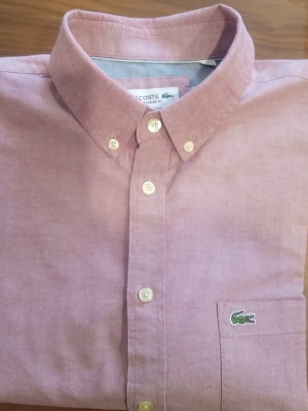 Men's Lacoste Regular Fit Button Down Cotton short sleeve Size XL